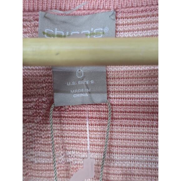 Chico’s Shades Of Pink Stripe Floral Embroidered Striped Jacquard Cardigan Small - Picture 6 of 8